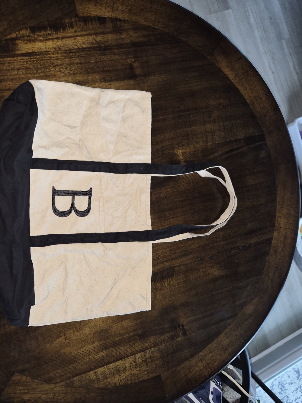 Canvas Tote Bag with Black Trim - Monogram B